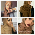 Hot Selling plain color tassel wrinkle crimple women crinkled plain Shawls scarf viscose muslim cotton crinkle hijab